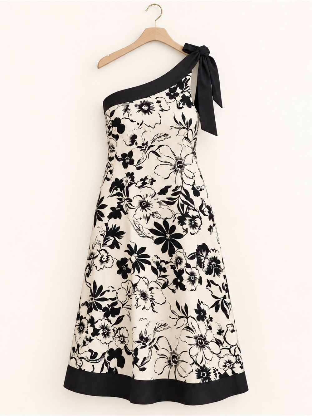 NWT Abercrombie & Fitch Black and Cream Floral Midi Dress